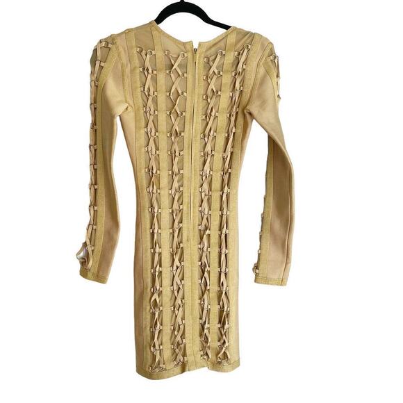 House of CB London Bandage Chain Dress Feodora Long Sleeve In Golden Size XS NWT - Picture 6 of 10